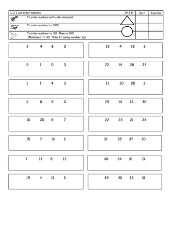 Ordering numbers - differentiated 4 ways
