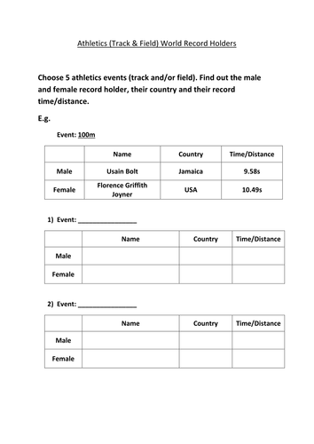 athletics-word-records-worksheet-teaching-resources