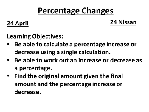 Percentage change tutorial