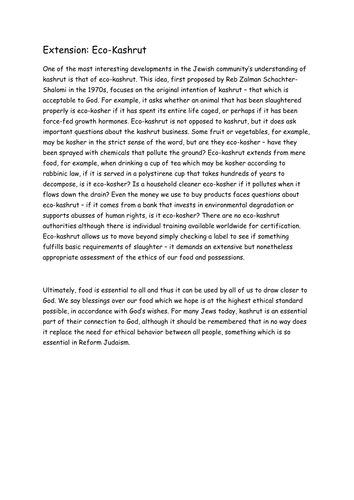 Kosher Food Carousel and Assessment with APP grid