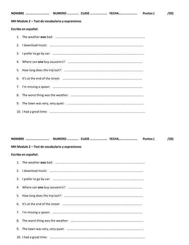 Mira GCSE Rojo Higher: Vocab and Structures tests