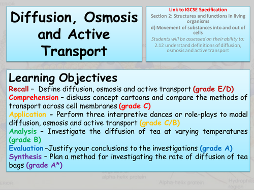 Diffusion, Osmosis and Active Transport