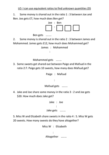 Ratio method for similar shapes