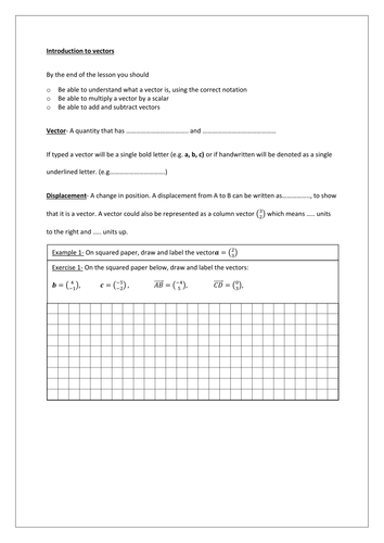 Levelled Vectors Worksheets by rhemsley - UK Teaching Resources - TES