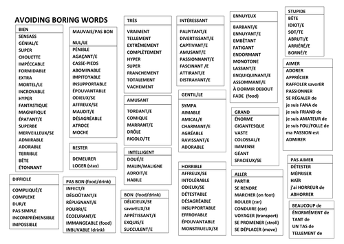 avoiding boring words in French