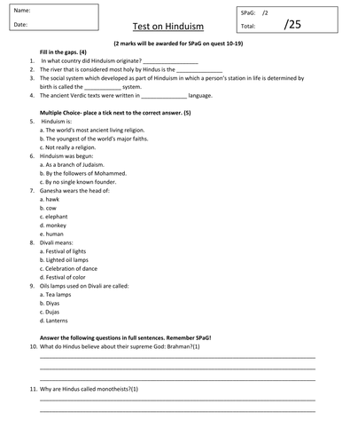 hinduism test