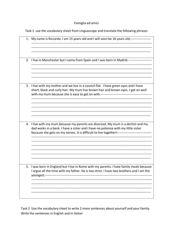 family and pets revision