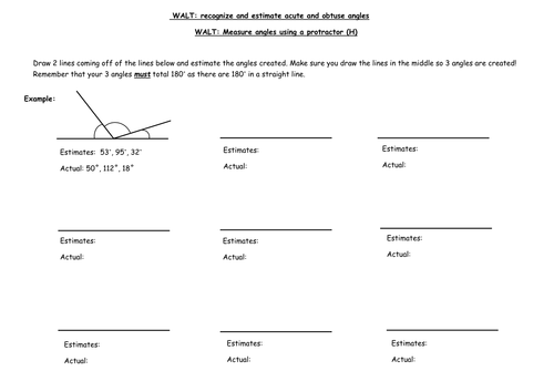 Estimating and Measuring Angles Worksheet