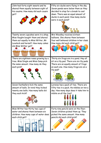 Division worded questions