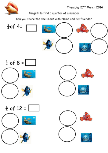 Nemo Quarter fractions | Teaching Resources