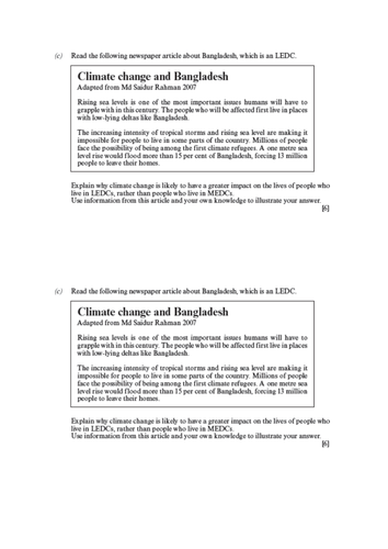 Geography exam question practice