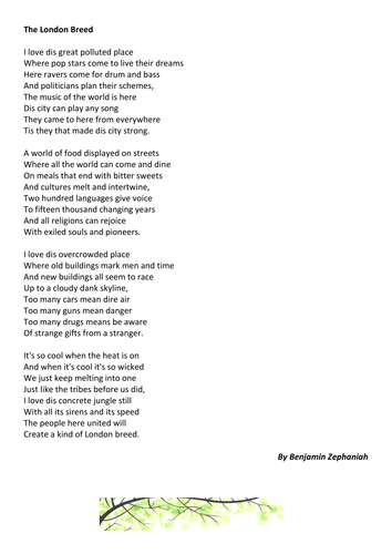 Poetic Rhythm in Zephaniah's The London Breed