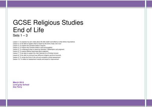OCR GCSE B601 B602 B603 B604 SOW Religious Studies