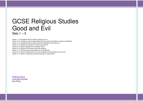 OCR B602 Good and Evil SOW and PowerPoints Part 1