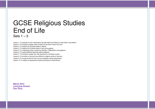 OCR B601 End of Life SOW and PowerPoints Part 1