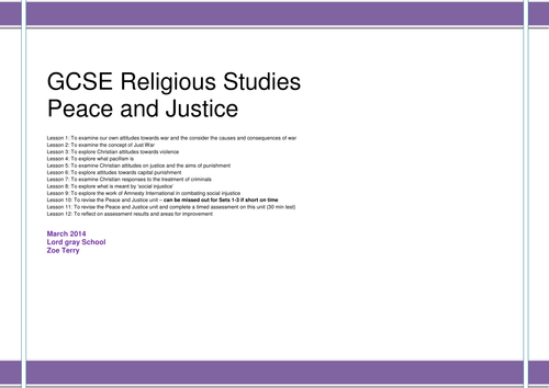 OCR B604 Peace and Justice SOW and PowerPoints