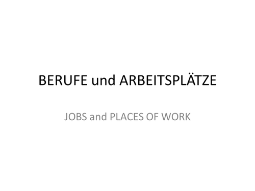 Jobs and work places in German
