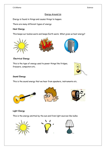 notes about energy | Teaching Resources