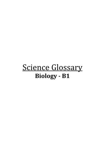 Science Key Word Glossaries