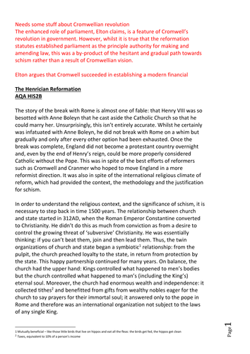 Henry VIII and English Reformation