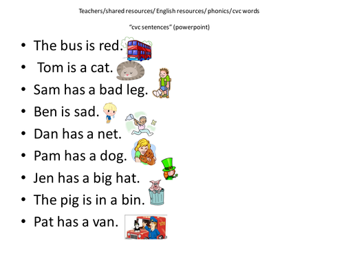 cvc sentences by cariad2 - Teaching Resources - Tes