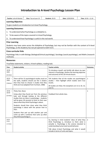 Introduction to A-level Psychology