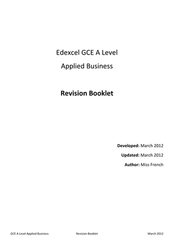 AS Edexcel Unit 1 Revision and Keyword Booklet