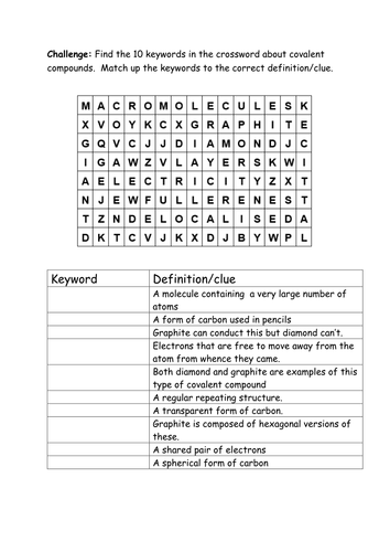 Giant covalent structure wordsearch