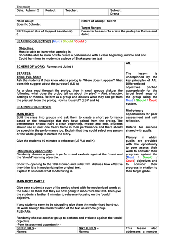 Romeo and Juliet Devised AQA