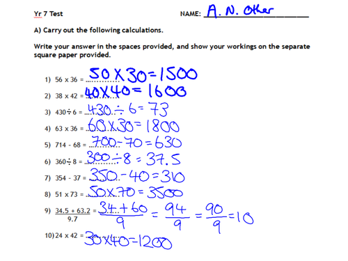 Estimating calculations plenary