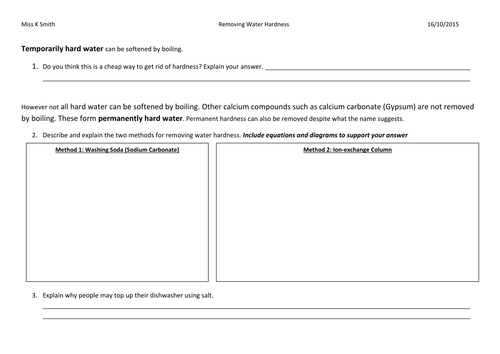 AQA Removing Hardness | Teaching Resources