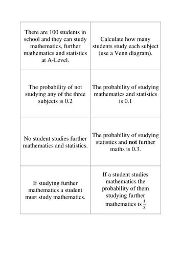 Probability - Puzzle Cards