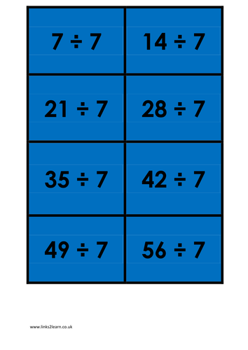 Times Table Matching Cards set 4 of 4