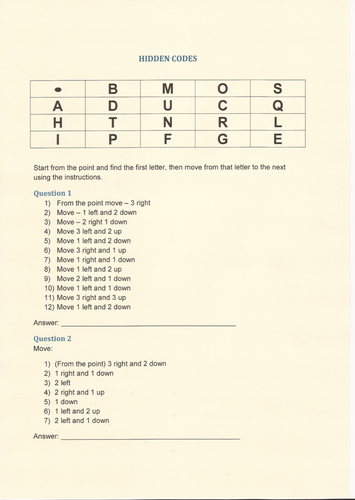 HIDDEN CODE WORKSHEET | Teaching Resources