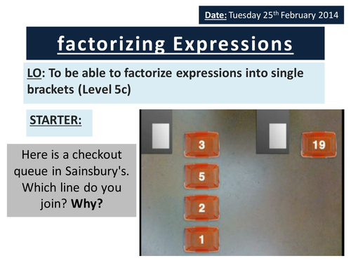 Factorizing Expressions (Single Brackets)