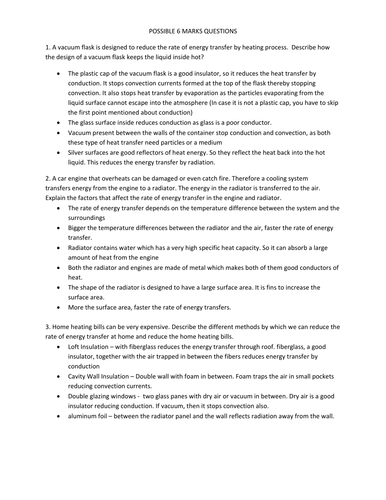 6 marks questions from P1