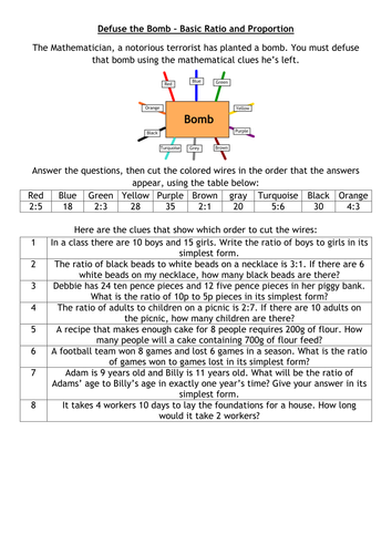 Defuse the Bomb - Ratio and Proportion