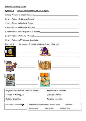 Harry Potter Spanish resource