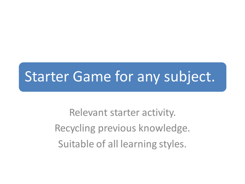 USEFUL STARTER ACTIVITY FOR ANY SUBJECT