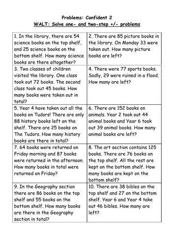 2 Step Addition And Subtraction Problems 4 Levels By Helensq Teaching Resources Tes 5722