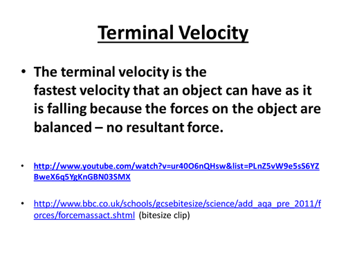 Terminal Velocity | Teaching Resources
