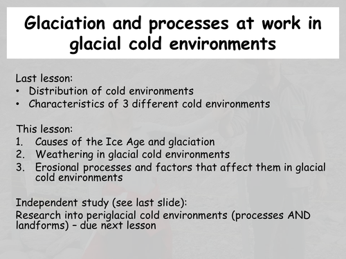 OCR 'B' F761 Cold Environments Lessons