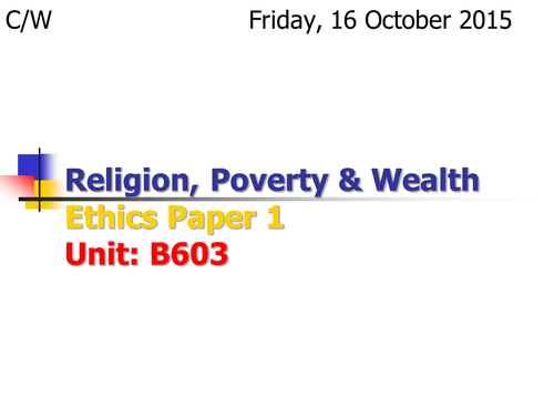 Religion, Poverty & Wealth: Overview