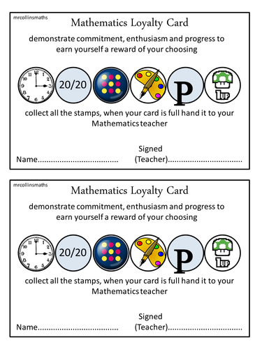 Mathematics Loyalty Cards | Teaching Resources