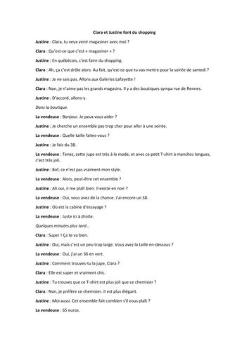 Compréhension orale: On fait du shopping?