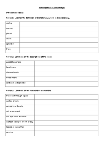 Hunting Snake by Judith Wright