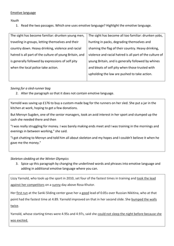 year 7 persuasive writing unit using emotive language lesson by