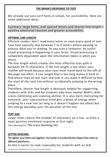 Appearance of text -engagement