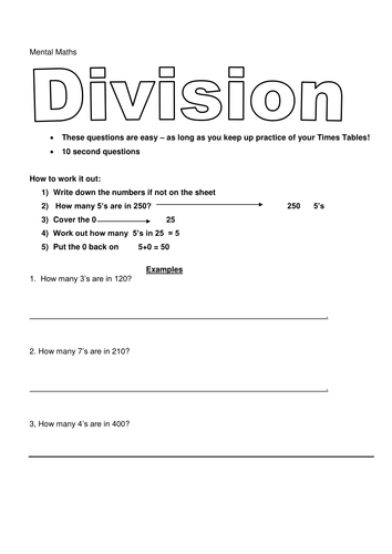 Year 6 Division worksheets by krisgreg30 - Teaching ...