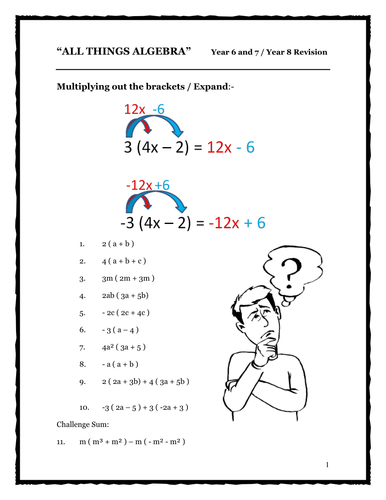 Algebra - A Quick Revision Worksheet